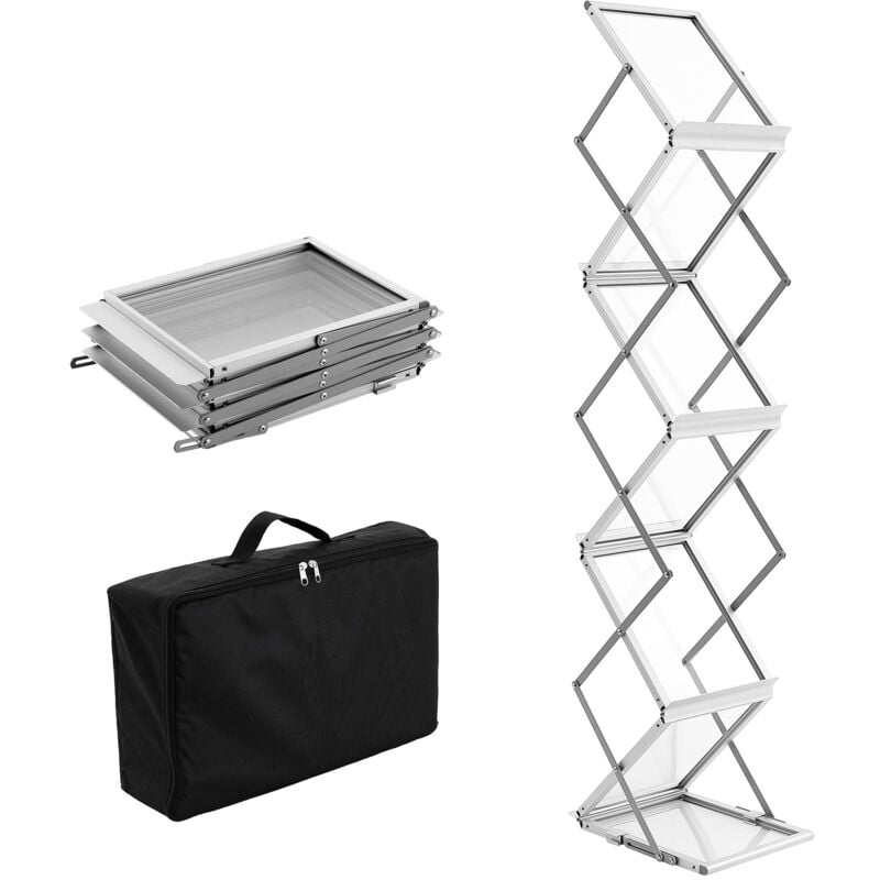foto del prodotto mophorn espositore per riviste pieghevole, espositore per brochure pop up a 6 tasche, porta cataloghi bifacciale, borsa per il trasporto portatile