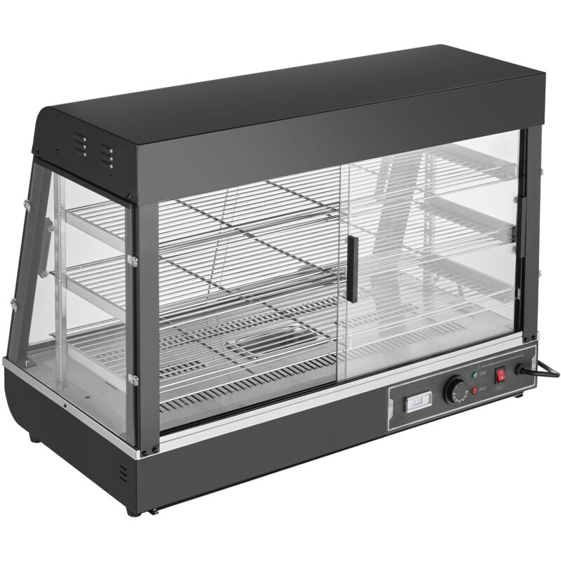 foto del prodotto mophorn espositore scaldavivande commerciale 3 ripiani 1500w con luce, ripiano regolabile, display della temperatura, riscaldamento a vapore da 30