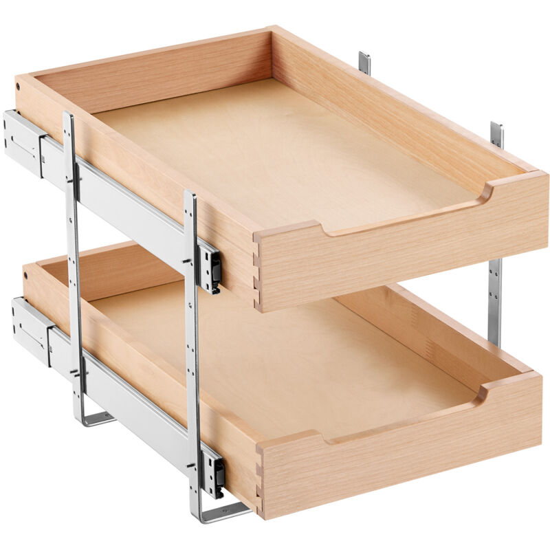 foto del prodotto mophorn estraibile organizzatore di mobile da 2 livelli, 14 w x 21 d cassetto, ripiano scorrevole con chiusura ammortizzata, cassetto in legno