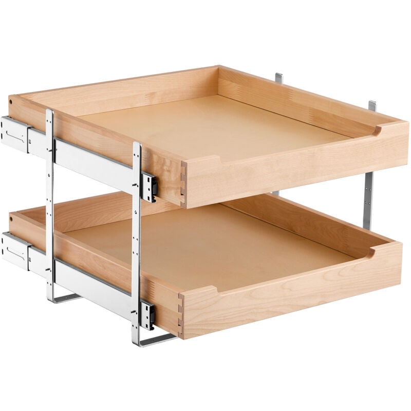 foto del prodotto mophorn estraibile organizzatore di mobile da 2 livelli, 17 l x 21 p cassetto, ripiano scorrevole con chiusura ammortizzata, cassetto in legno