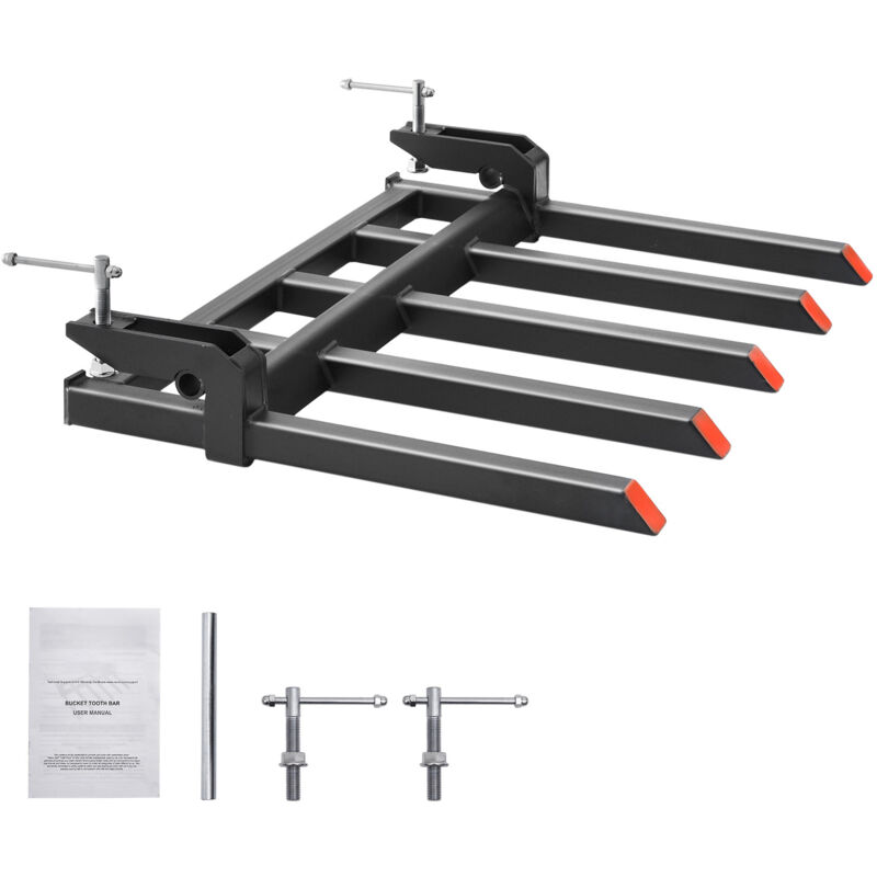 foto del prodotto mophorn forche per detriti con morsetto per benna da 48 ,capacit di 2600 lb,forche per pallet per carichi pesanti per