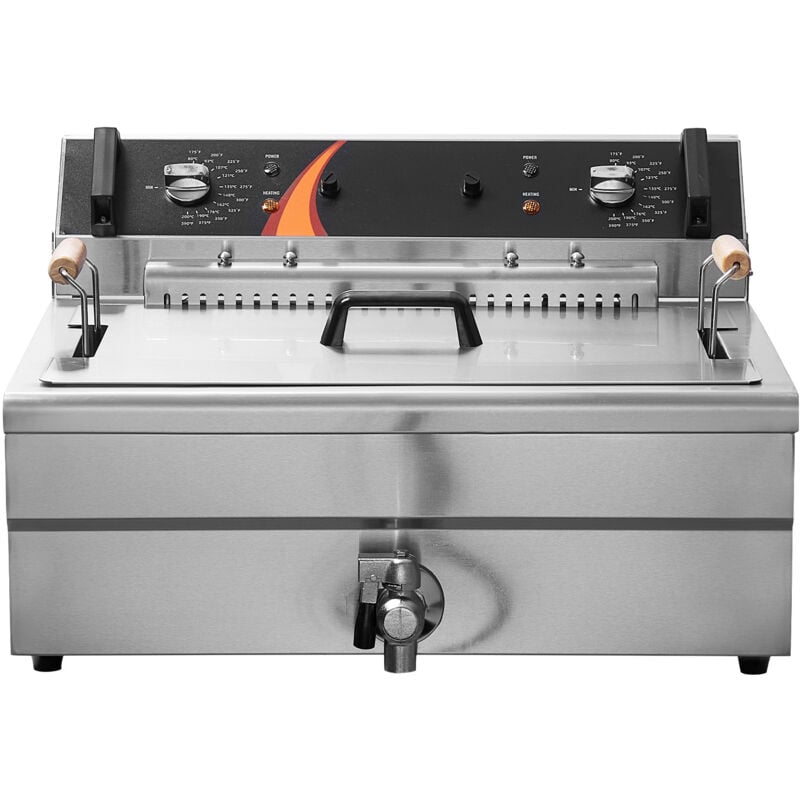 foto del prodotto mophorn friggitrice commerciale elettrica da banco per tacchino 2250w, friggitrici a olio 29 l con cestello, acciaio inox spesso 1 mm, controllo