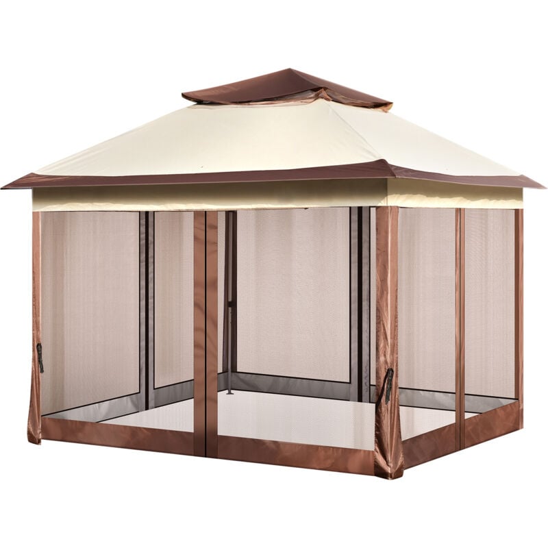 foto del prodotto mophorn gazebo da giardino, gazebo pieghevole da 11 x 11 piedi per 8 10 persone, con zanzariera, struttura in metallo, tessuto oxford 250d