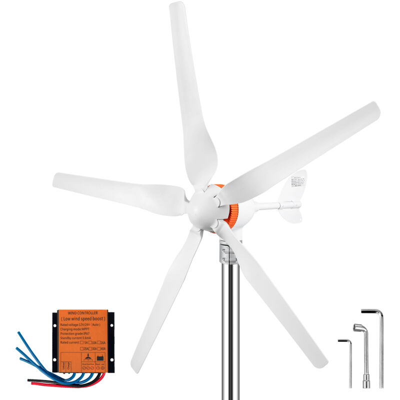foto del prodotto mophorn generatore eolico 500w, 12v ac con 5 pale, regolatore mppt, uso nella ricarica per il monitoraggio domestico, camper, barche e altro uso