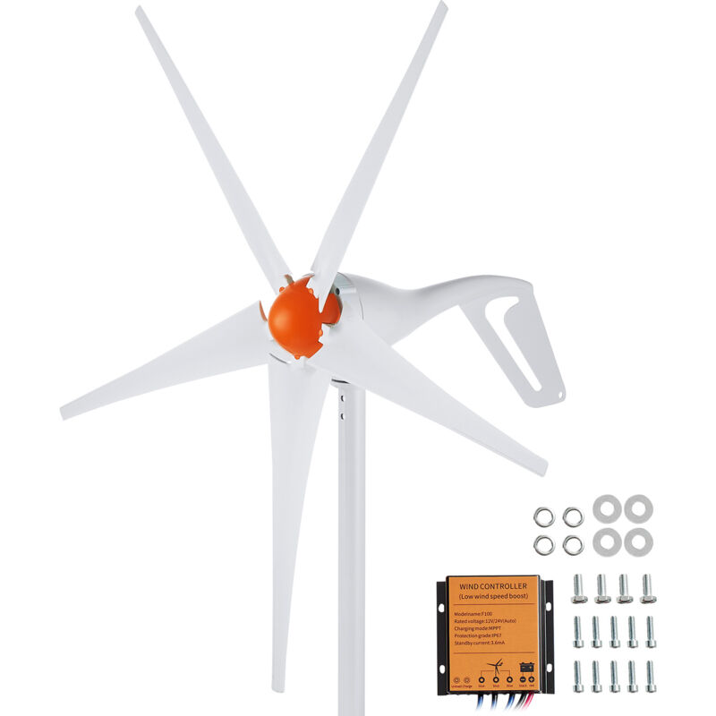 foto del prodotto mophorn generatore eolico da 500 w, kit di alimentazione eolica a 5 pale da 12 v con regolatore mppt, direzione del vento regolabile e velocit di