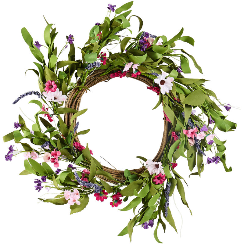 foto del prodotto mophorn ghirlanda decorativa artificiale, 22 pollici, rosa verde, decorata con gypsophila, margherite, boccioli, bellezza per tutte le stagioni