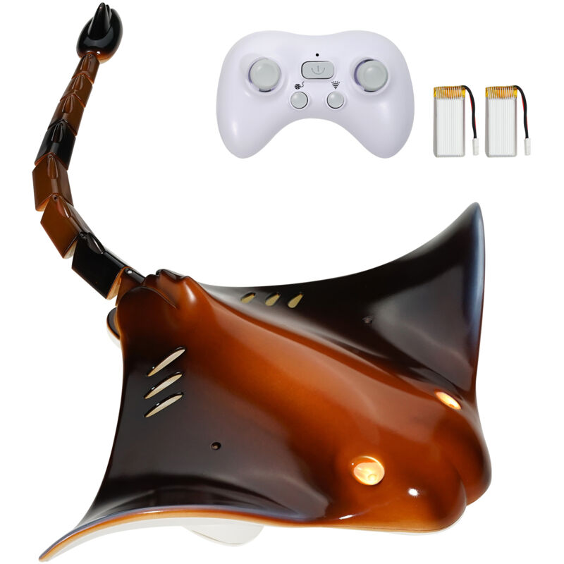 foto del prodotto mophorn giocattolo manta ray telecomandato, 2,4 ghz, alta simulazione con luce. 2 batterie ricaricabili incluse. per piscina, vasca da bagno o