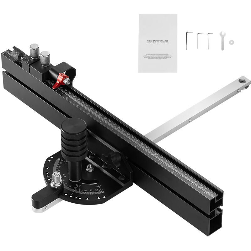foto del prodotto mophorn goniometro di precisione, fessura standard 3 4 x 3 8 , accessorio per sega da tavolo in lega di alluminio, griglia da 18 pollici, 15 fermi
