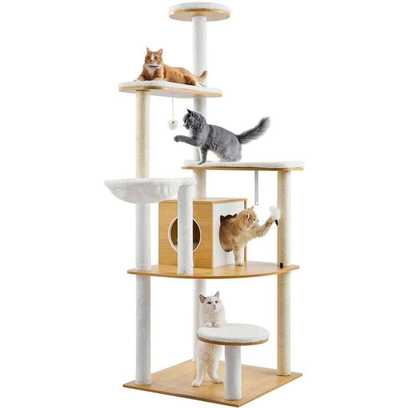 foto del prodotto mophorn grande albero per gatti, 68,9 pollici di altezza, torre per gatti a pi livelli, cuccia per gatti con trespoli, amaca e tiragraffi in sisal