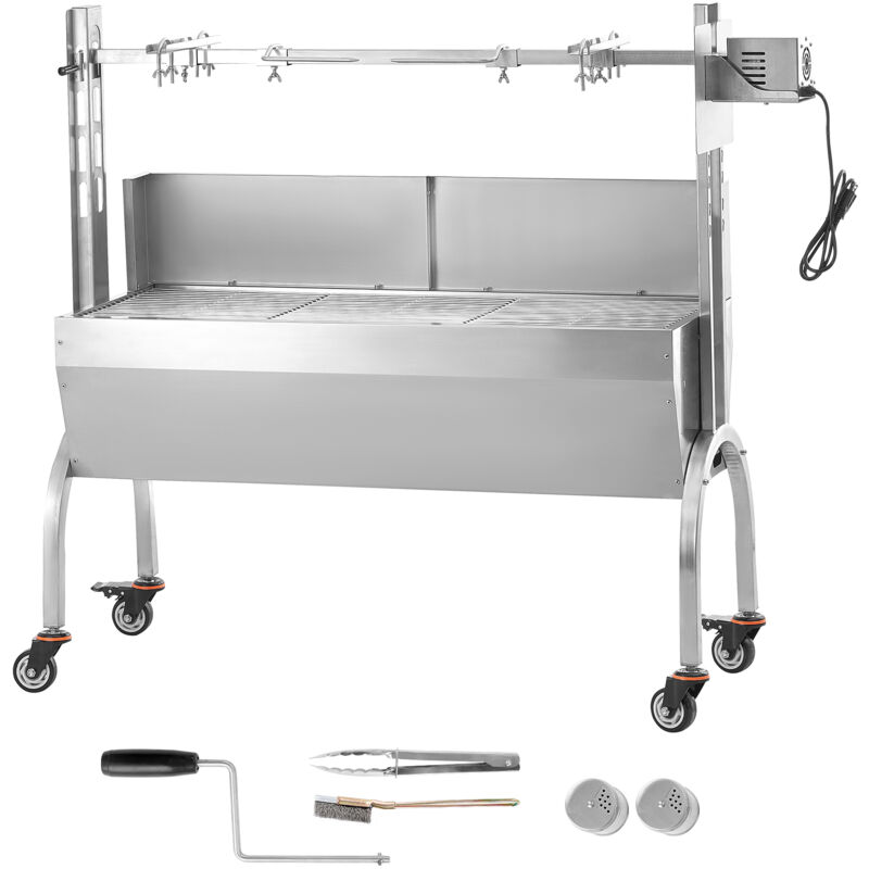 foto del prodotto mophorn griglia per agnello griglia per arrosto, griglia per barbecue con ruote carico max. 90 kg per maiale, agnello, motore elettrico 52 w,