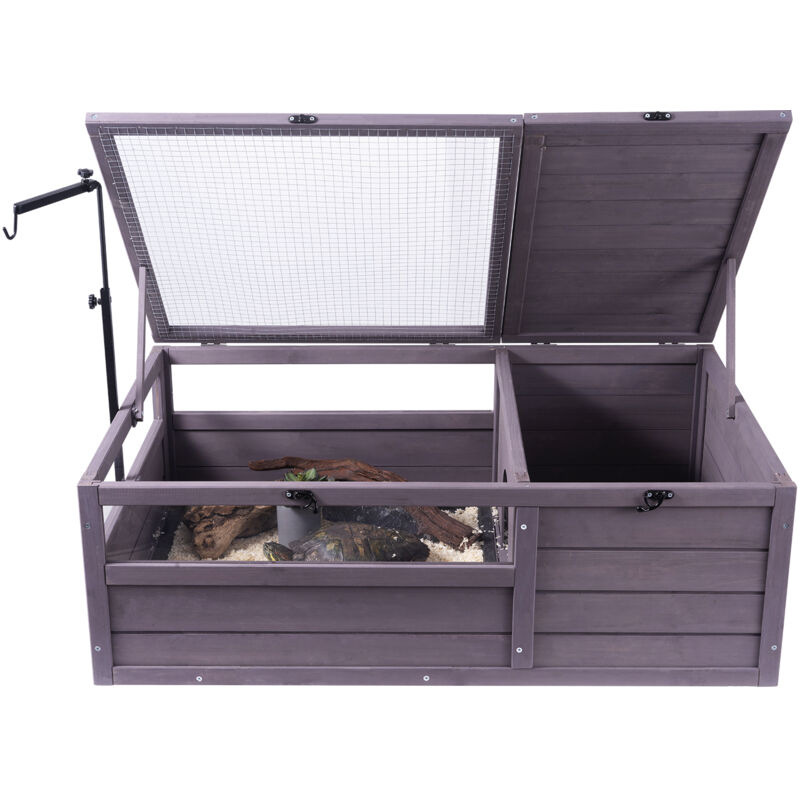foto del prodotto mophorn habitat per tartarughe, casa per tartarughe in legno per interni ed esterni, recinto per tartarughe con supporto per lampada regolabile,