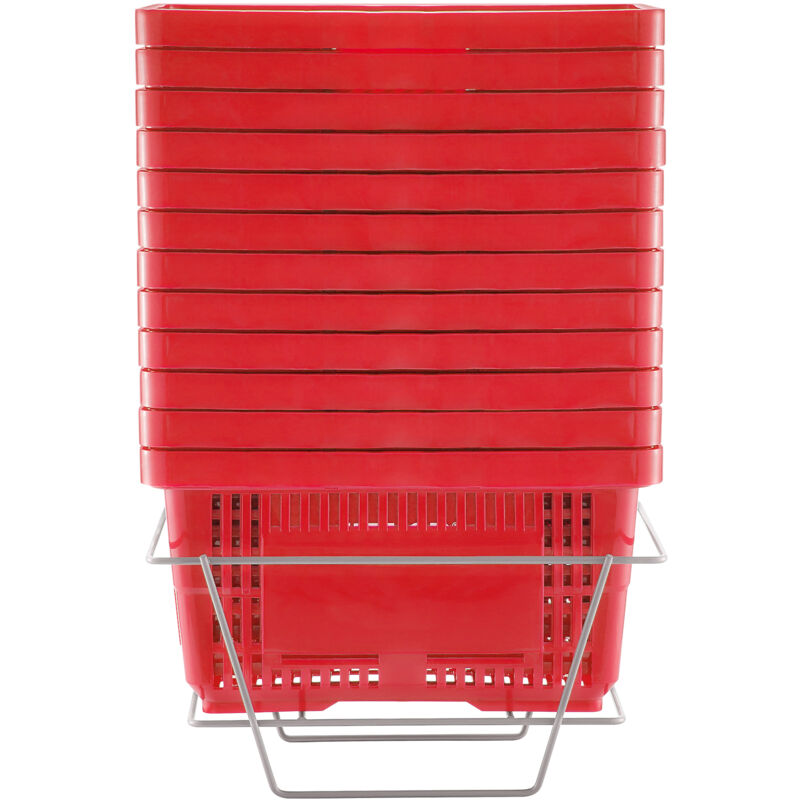 foto del prodotto mophorn il cestino per la spesa, un set di 12 vivaci cestini rossi, un accessorio indispensabile per le tue esigenze di shopping. ideale per la