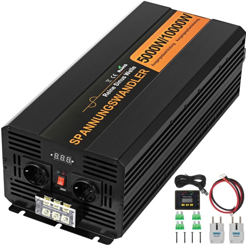 foto del prodotto mophorn inverter a onda sinusoidale pura da 5.000 w, da 24 v cc a 230 v ca, 50 hz, potenza di picco 10.000 w per elettrodomestici e sistemi solari