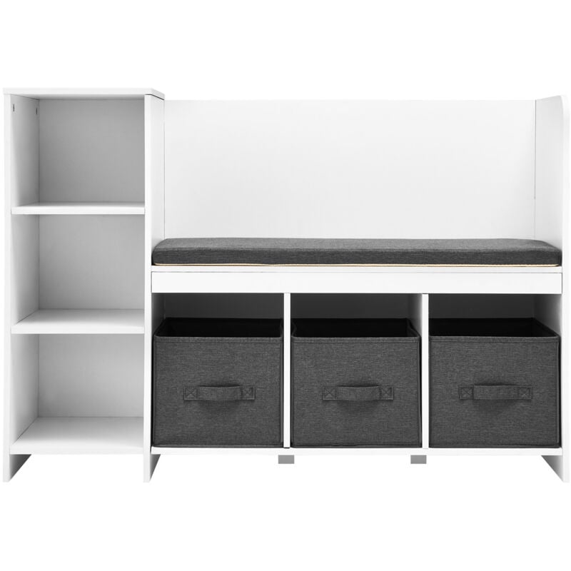 foto del prodotto mophorn kids reading nook bench, 6 scomparti e 3 cassetti, insieme a un cuscino morbido rimovibile, bianco