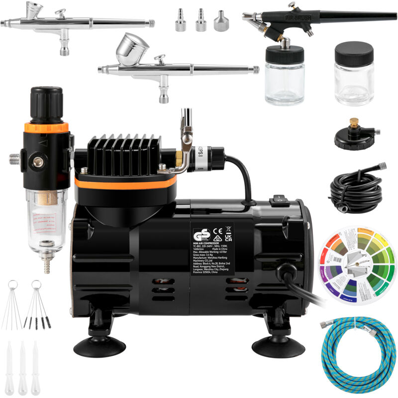 foto del prodotto mophorn kit aerografo professionale, aerografi a doppia azione con alimentazione a gravit , sistema di compressore per arte, unghie, biscotti,