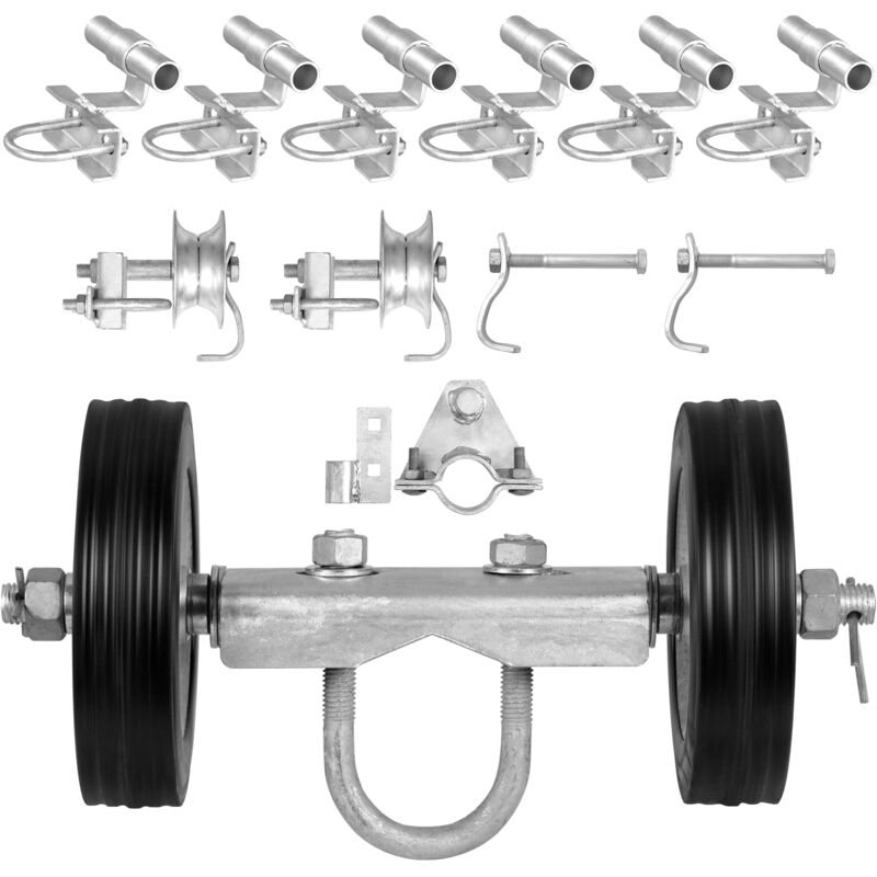 foto del prodotto mophorn kit cancello scorrevole, ferramenta per cancello scorrevole tipo c per impieghi gravosi da 6 pollici, supporto per ruote con supporto per due