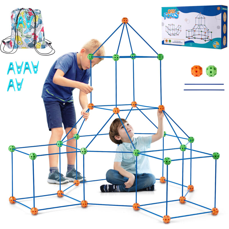 foto del prodotto mophorn kit di costruzione per forte per bambini 120 pezzi, set di costruzioni per tende da gioco, regalo educativo per ragazzi ragazze di 4 5 6 7