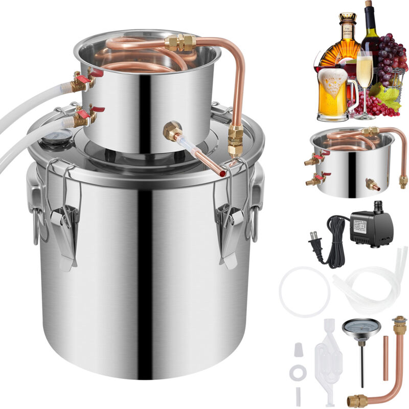 foto del prodotto mophorn kit di distillatore alambicco in acciaio inox rame puro materiale per uso alimentare capienza del serbatoio 19l, kit distillatore 30 x 30