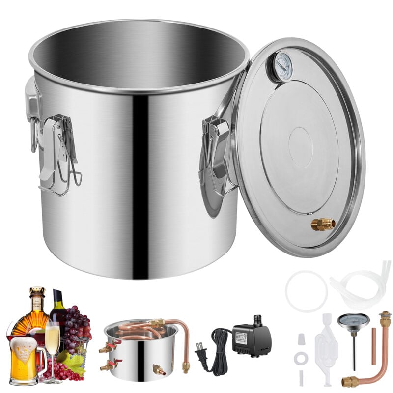foto del prodotto mophorn kit di distillatore alambicco in acciaio inox rame puro materiale per uso alimentare capienza del serbatoio 30l, kit distillatore 35 x 35