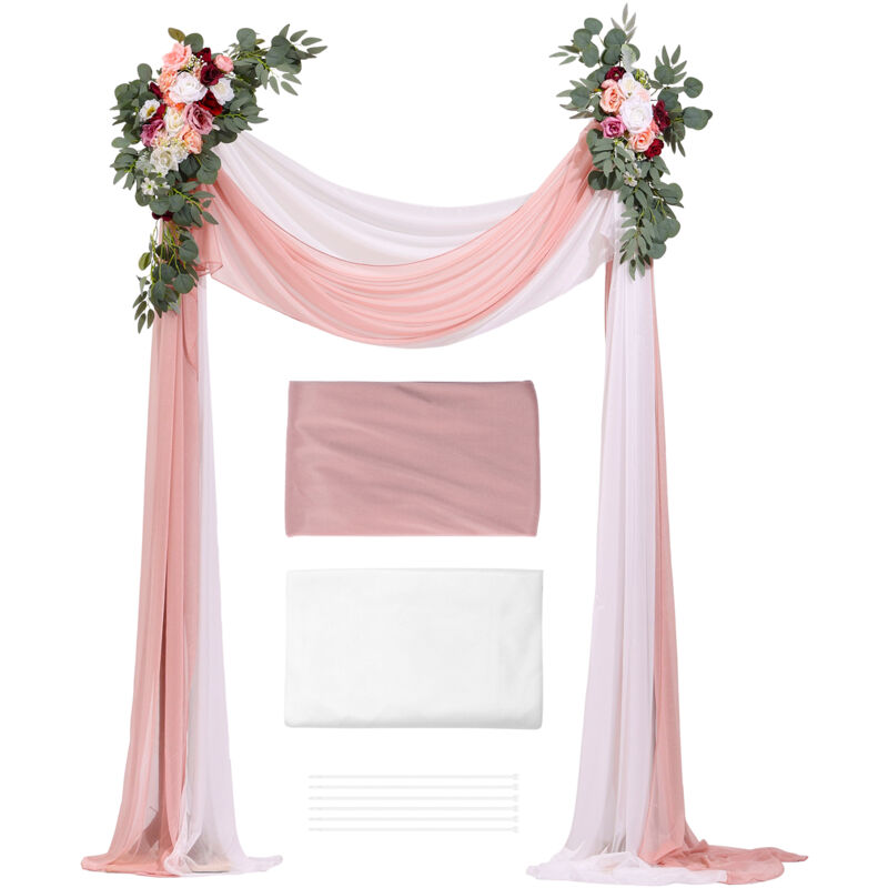 foto del prodotto mophorn kit di fiori artificiali per arco nuziale kit di fiori per arco nuziale rosa con drappeggi confezione da 4 2 pezzi di composizione