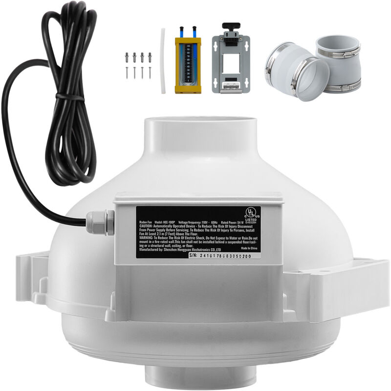 foto del prodotto mophorn kit di installazione ventola radon da 4 a 3,5 pollici kit sistema ventola di mitigazione del radon silenzioso da 260 cfm con 2 giunti e