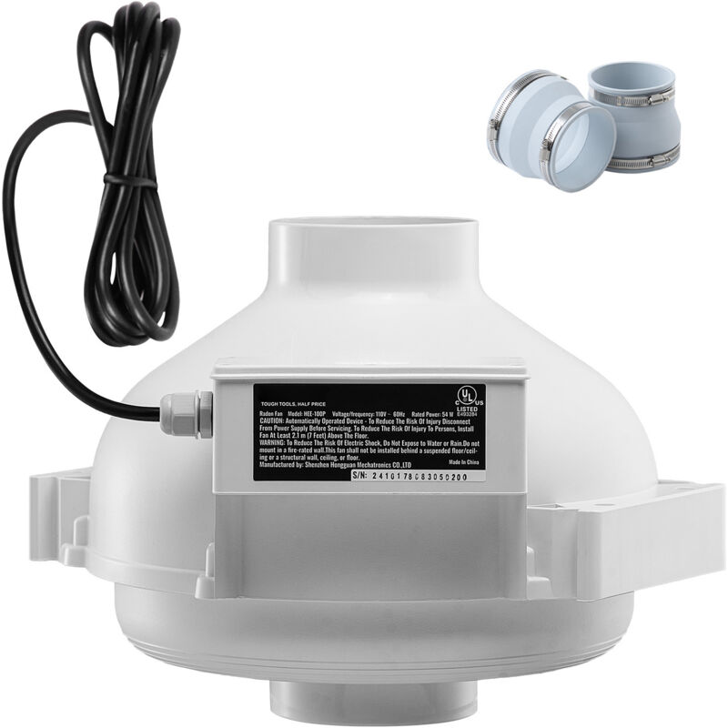 foto del prodotto mophorn kit di installazione ventola radon da 4 a 4,5 pollici, kit sistema di mitigazione del radon silenzioso da 190 cfm con giunti, indicatore di