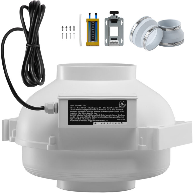 foto del prodotto mophorn kit di installazione ventola radon da 6 a 4,5 pollici kit sistema ventola di mitigazione del radon silenzioso da 380 cfm con 2 giunti e