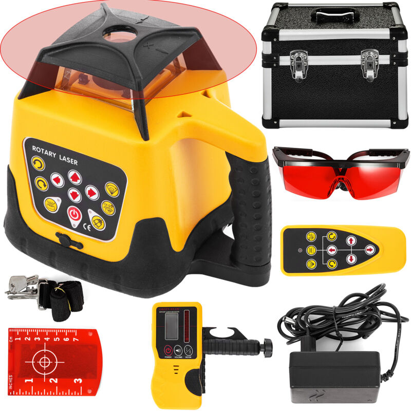 foto del prodotto mophorn kit di livelle laser rotanti a raggio rosso con portata di 500 metri auto livellamento digitale con ricevitore con telecomando custodia per