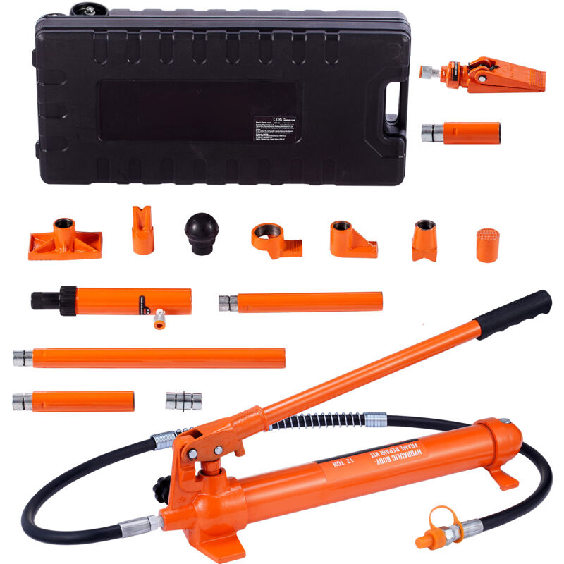 foto del prodotto mophorn kit di martinetto idraulico carico max. 12 tonn. sollevatore pompa per riparazione auto corsa da 135 mm, kit utensili sollevatore idraulico