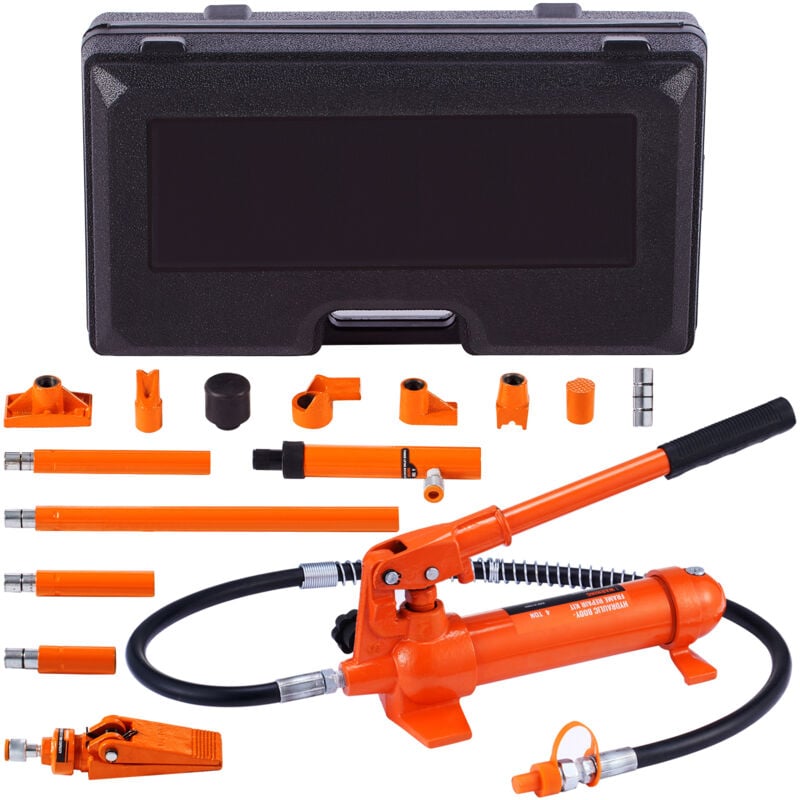 foto del prodotto mophorn kit di martinetto idraulico carico max. 4 tonn. sollevatore pompa per riparazione auto corsa da 125 mm, kit utensili sollevatore idraulico