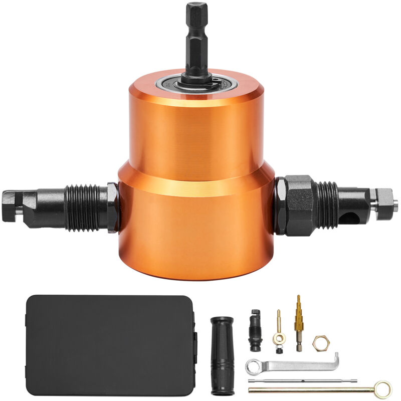 foto del prodotto mophorn kit di punta roditrice a doppia testa per trapano per lamiera adatta a velocita 1500 3000 giri min, roditrice per lamiera kit di utensili per