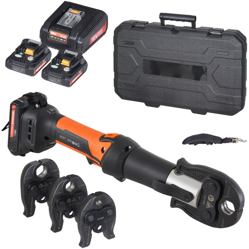 foto del prodotto mophorn kit di utensili per pressatura e batteria, utensile elettrico per crimpatura di tubo, utensile professionale con ganasce v15, v22, v28, 2