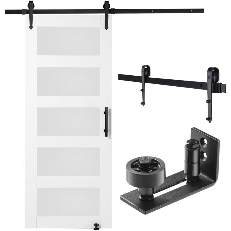 foto del prodotto mophorn kit ferramenta per porta della stalla 762 x 2133,6 mm set porta della stalla silenziosa, cancello scorrevole in legno vetro, guida a