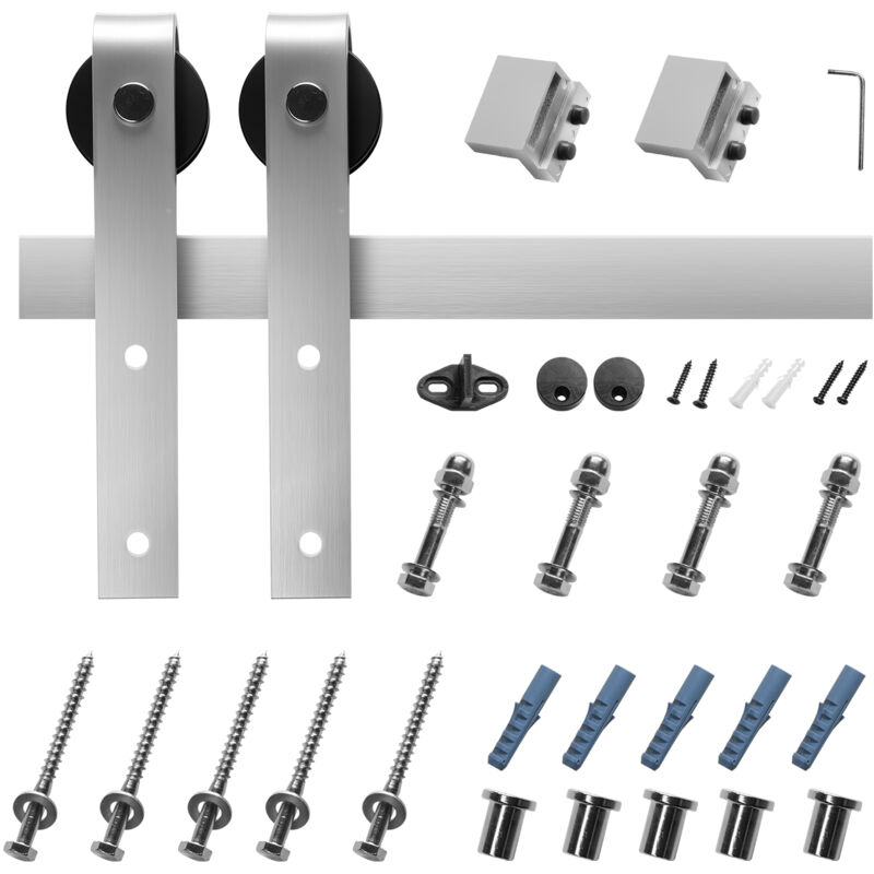 foto del prodotto mophorn kit ferramenta per porta scorrevole da 6,6 piedi,si adatta a porte singole larghe da 36 a 40 pollici e spesse da 1 3 8 a 1 3 4 pollici,