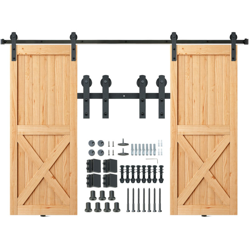 foto del prodotto mophorn kit ferramenta per porta scorrevole da 8 piedi binario resistente da 330 libbre per porte doppie adatto a pannelli larghi 3,7 4,3 piedi