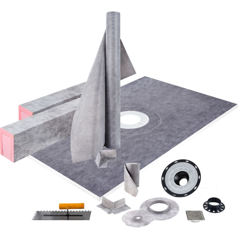 foto del prodotto mophorn kit per cordolo doccia 1219 x 1828,8 mm rivestimento per cordolo doccia a tenuta stagna, con flangia di collegamento centrale 10 cm griglia