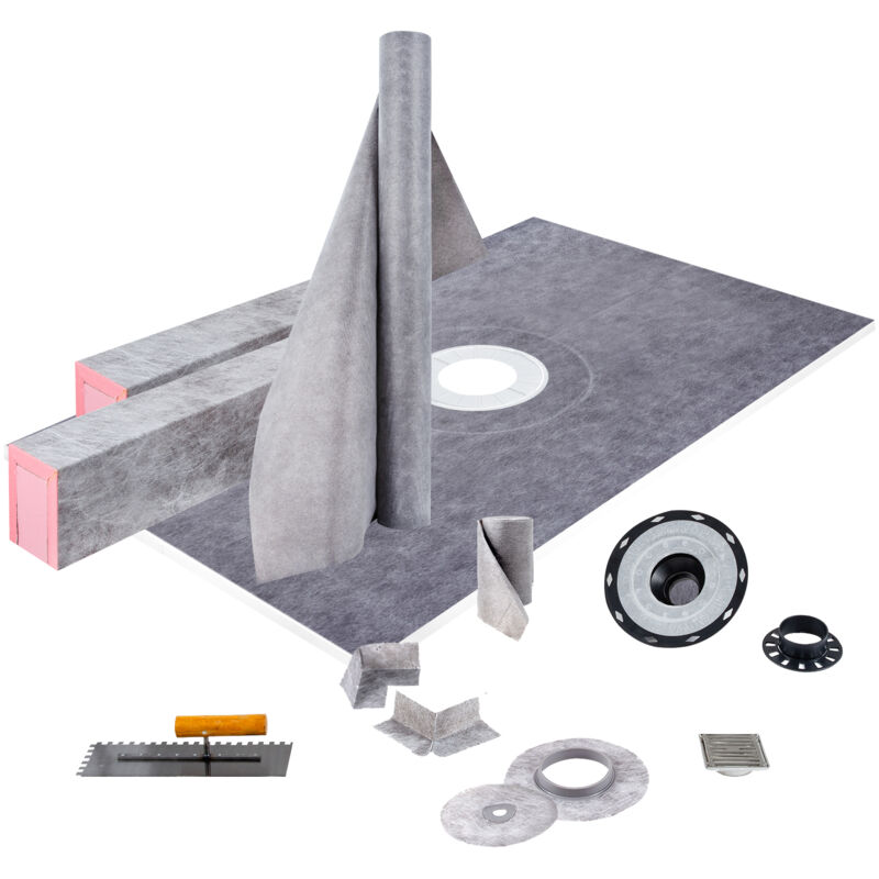 foto del prodotto mophorn kit per cordolo doccia 96,5 x 152,4 cm rivestimento per cordolo doccia a tenuta stagna, con flangia di collegamento centrale 10 cm griglia