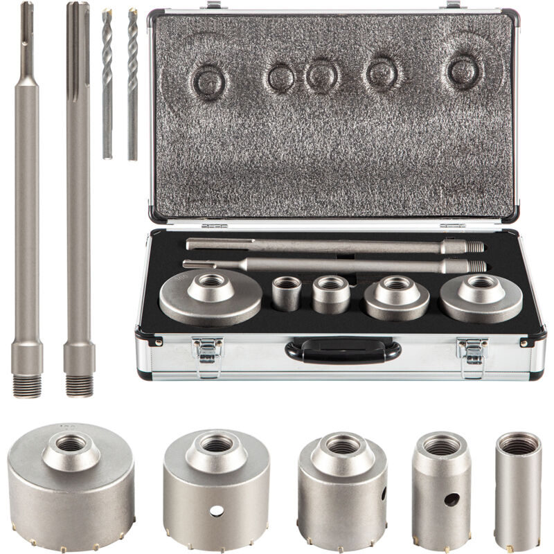 foto del prodotto mophorn kit sega a tazza per cemento, 30 40 65 80 100 mm kit frese a tazza set punte per trapano sds plus o sds max con codolo da 300 mm per mattoni,
