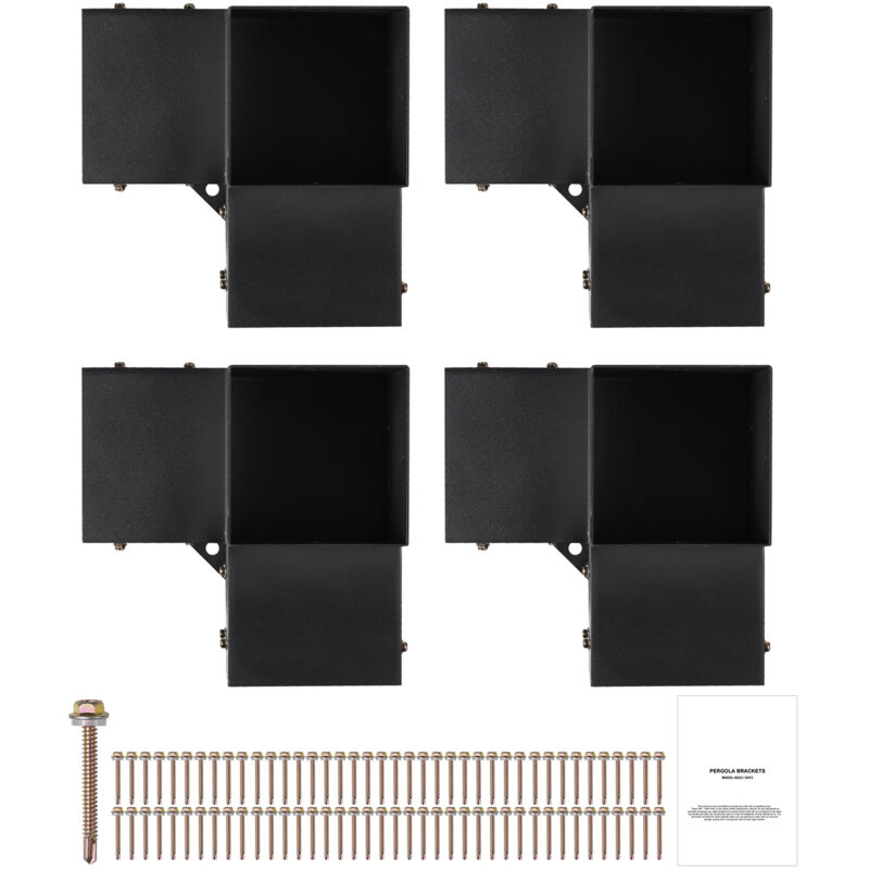 foto del prodotto mophorn kit staffe per pergola 15x15 cm supporto per pali in legno da carpenteria 4 staffe angolari a 3 vie kit per travi fai da te per gazebo,