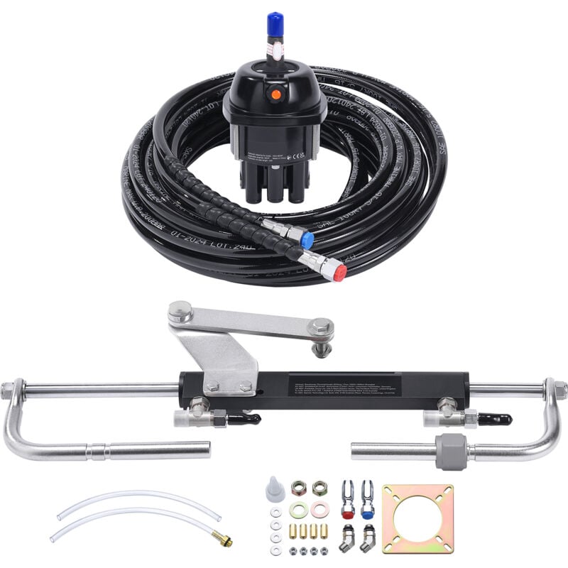 foto del prodotto mophorn kit sterzo fuoribordo idraulico . 90hp. sistema marino. pompa e cilindro del timone. tubo flessibile da 24 piedi. per barche