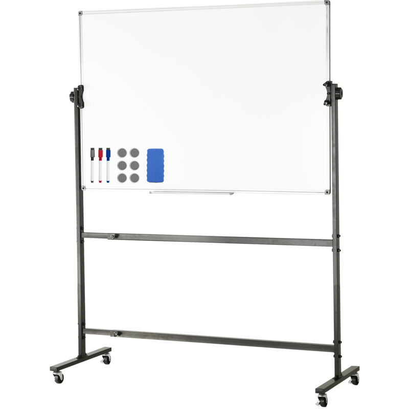foto del prodotto mophorn lavagna magnetica 118,3x76,4 cm lavagna mobile cancellabile a secco con supporto lavagna reversibile a 360 doppia faccia regolabile in