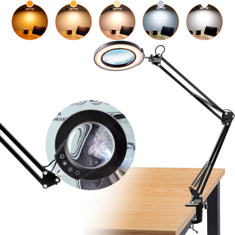foto del prodotto mophorn lente d ingrandimento con luce, ingrandimento 5x, lente da 4,3, 5 modalit di colore regolabili