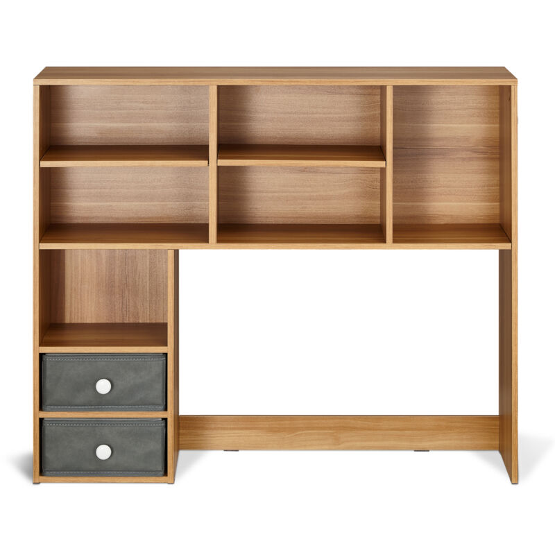 foto del prodotto mophorn libreria da scrivania, organizer in legno a 3 ripiani. 37 x10 x31.1 , con 2 cassetti in tessuto. per ufficio, casa e dormitorio.
