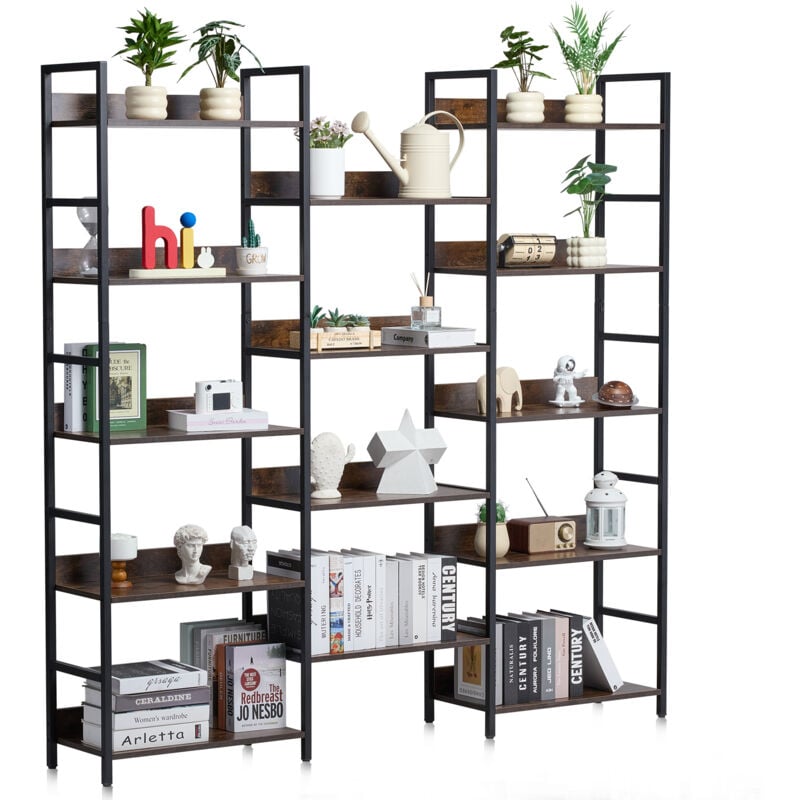 foto del prodotto mophorn libreria in metallo a 14 ripiani, libreria rustica industriale, espositore indipendente con ripiani aperti per soggiorno, camera da letto e