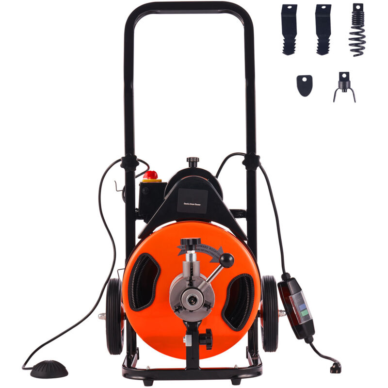 foto del prodotto mophorn macchina elettrica sturatubi di scarico set taglierino velocita 1500 giri min cavo 23m x 9,5mm, macchina sturatubi molla automatica per