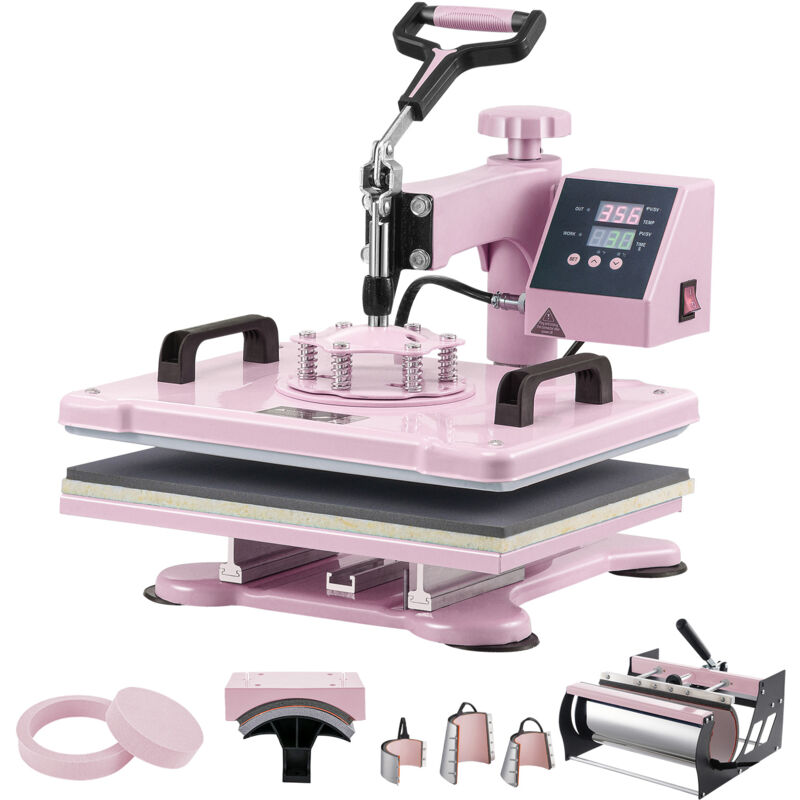 foto del prodotto mophorn macchina per pressatura a caldo, 12 x 15 pollici, 8 in 1, rosa personalizza magliette e altro