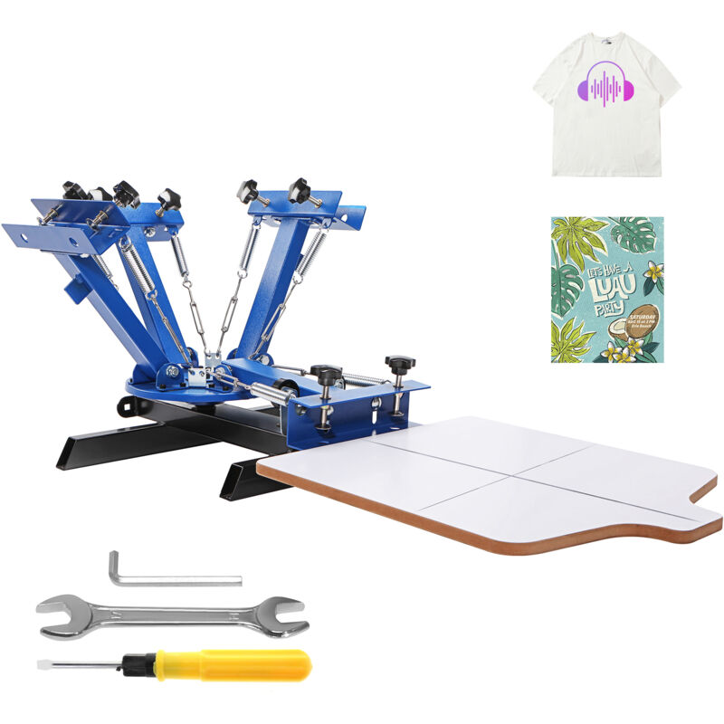 foto del prodotto mophorn macchina per stampa serigrafica, 4 colori 1 stazione, pressa per stampa serigrafica girevole a 360 , pallet di posizionamento a doppio