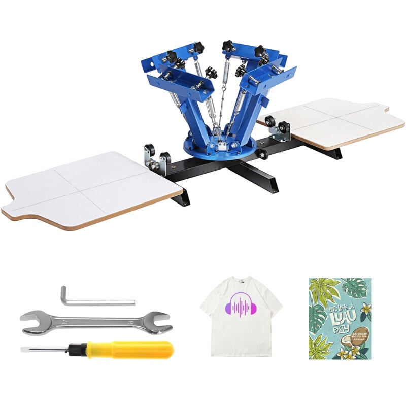 foto del prodotto mophorn macchina per stampa serigrafica, 4 colori 2 stazioni, pressa per seta girevole a 360 , schermo da 21,2x17,7 pollici, pallet di