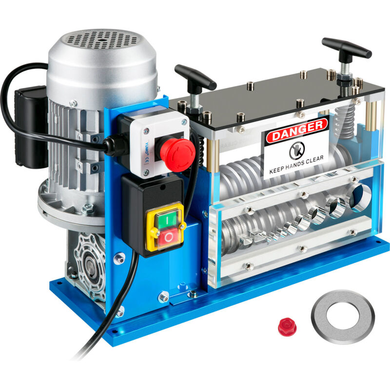 foto del prodotto mophorn macchina spelafili elettrica, 0,06 0,15 pollici, automatica, 11 canali, 10 lame, 75 ft min, per il riciclaggio dei fili di rame