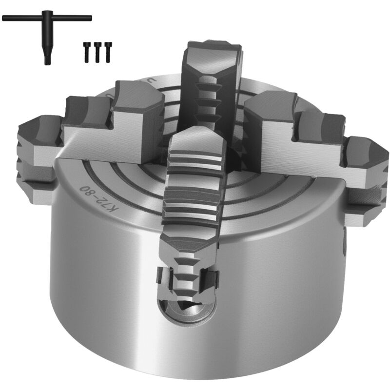 foto del prodotto mophorn mandrino per tornio a 4 mandibole, 3 pollici 80mm , design auto centrante, 0, 1 3, 15 pollici 5 80mm , con chiusura a t e viti di